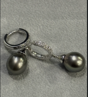 Tahitské perly náušnice s diamanty 18k zlato